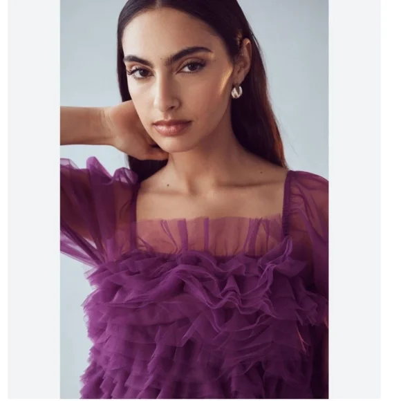 Brand New ENDLESS ROSE ORGANZA RUFFLE CROP TOP - Picture 4 of 9